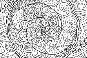 Beautiful coloring book page with rectangle abstract art with spiral