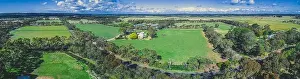 Beautiful countryside of Mornington Peninsula on bright sunny day - aerial landscape