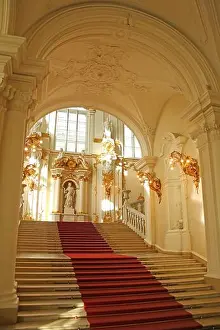 Beautiful decorated interior with gold & red carpet