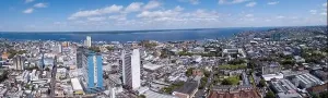 Amazonas Prints: Beautiful drone aerial view of Manaus city skyline on sunny summer day