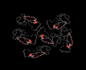 Light Night Prints: beautiful fireworks (heart shape) over sky at the night