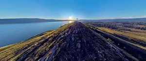 360 Degree View Prints: Beautiful futuristic panoramic aerial drone view to summer recreation facilities on the banks of the Bukhtarma