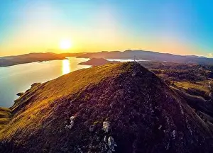 360 Degree View Prints: Beautiful futuristic panoramic aerial drone view to summer recreation facilities on the banks of the Bukhtarma