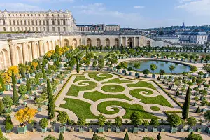 Formal Garden Prints: Beautiful gardens of Versailles Palace (Chateau de Versailles), Ile-de-France, France