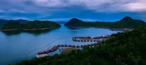 Kanchanaburi Prints: beautiful high angle view of srinakarin dam lake in kanchanaburi in western of thailand