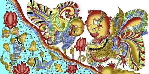 Saree Prints: A beautiful kalmkari peacock design art work