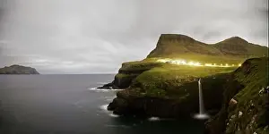 Faroe Islands Prints: Beautiful landscape scenery of the Faroe islands at Gasadalur