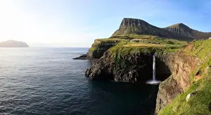 Faroe Islands Prints: Beautiful landscape scenery of the Faroe islands at Gasadalur