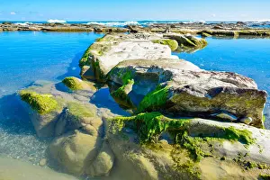 Seascapes Prints: Beautiful landscape, seascape, amazing nature background with rocks and blue water