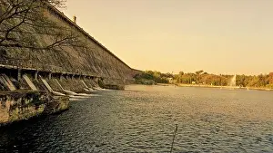 Water Body Prints: Beautiful landscape view of KRS Dam view from Brindavan Gardens