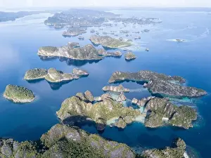 Beautiful limestone islands rise from Raja Ampat's seascape. This remote part of Indonesia is home to the greatest marine biodiversity on Earth