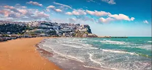 Sublime Prints: Beautiful marine scenery. Panoramic summer view of Peschici public beach