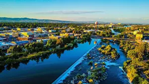 Flowing Water Prints: Beautiful Morning in Idaho Falls From above