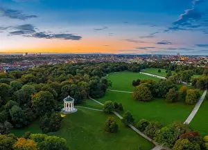 Feel Prints: The beautiful morning mood in autumn by a flight over the English Garden of Munich