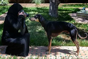 Real Life Prints: Beautiful Moroccan Arab muslim woman with traditional black hijab