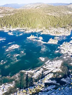A beautiful mountain lake is found amid the Sierra Nevada Mountains in California. This wilderness area is not too far from Lake Tahoe