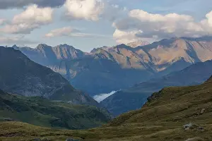 Mountain Pass Prints: Beautiful mountain landscape near Gavarnie at Col de Tentes in the Pyrenees during golden hour of sunset