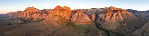 A beautiful mountain landscape that rises from the desert surrounding Las Vegas, Nevada. This rugged, arid region is part of the Mojave desert