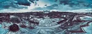 Pkin Prints: Beautiful panoramic aerial drone view on the Center of Contemporary Art in the Ujazdowski Castle along with a beautiful