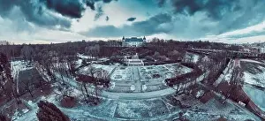 Pkin Prints: Beautiful panoramic aerial drone view on the Center of Contemporary Art in the Ujazdowski Castle along with a beautiful