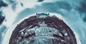 Pkin Prints: Beautiful panoramic aerial drone view on the Center of Contemporary Art in the Ujazdowski Castle along with a beautiful