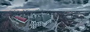 Aero Prints: Beautiful panoramic aerial drone view on the Center of Contemporary Art in the Ujazdowski Castle against the Warsaw
