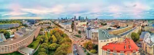 Crossroads Prints: Beautiful panoramic aerial drone view to The Main Building of the Warsaw University of Technology - the historic