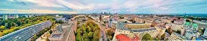 Crossroads Prints: Beautiful panoramic aerial drone view to The Main Building of the Warsaw University of Technology - the historic