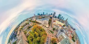 Crossroads Prints: Beautiful panoramic aerial drone view to The Main Building of the Warsaw University of Technology - the historic