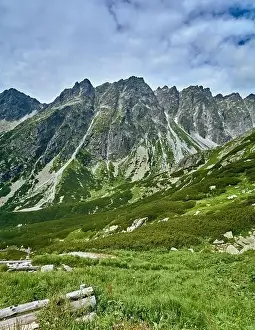 Solisko Prints: Beautiful panoramic aerial drone view of mountain in National Park High Tatra