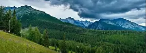 Tatra Prints: Beautiful panoramic aerial drone view of mountain in National Park High Tatra