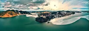 Czorsztyn Prints: Beautiful panoramic aerial drone view to the Niedzica Castle also known as Dunajec Castle