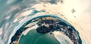 Czorsztyn Prints: Beautiful panoramic aerial drone view to the Niedzica Castle also known as Dunajec Castle