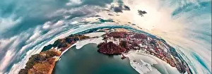 Czorsztyn Prints: Beautiful panoramic aerial drone view to the Niedzica Castle also known as Dunajec Castle