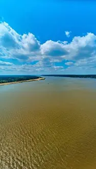 Mazowieckie Prints: Beautiful panoramic aerial drone view to the place of connecting the Bug