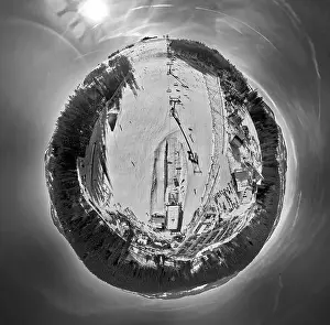 Silesia Prints: Beautiful panoramic aerial drone view to the ski resort Zloty Gron - near Istebna - a large village