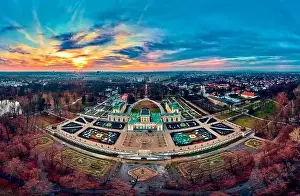 Beautiful panoramic aerial drone view to Wilanow Palace or Wilanowski Palace - is a royal palace located in the Wilanow