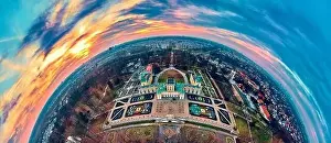 Beautiful panoramic aerial drone view to Wilanow Palace or Wilanowski Palace - is a royal palace located in the Wilanow