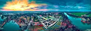 Greatness Prints: Beautiful panoramic aerial drone view to Wilanow Palace or Wilanowski Palace - is a royal palace located in the Wilanow