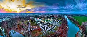 Greatness Prints: Beautiful panoramic aerial drone view to Wilanow Palace or Wilanowski Palace - is a royal palace located in the Wilanow