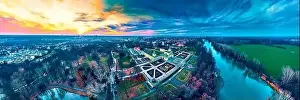 Greatness Prints: Beautiful panoramic aerial drone view to Wilanow Palace or Wilanowski Palace - is a royal palace located in the Wilanow