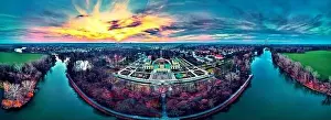 Beautiful panoramic aerial drone view to Wilanow Palace or Wilanowski Palace - is a royal palace located in the Wilanow