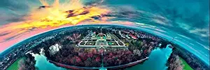 Greatness Prints: Beautiful panoramic aerial drone view to Wilanow Palace or Wilanowski Palace - is a royal palace located in the Wilanow
