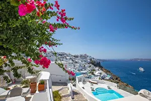 Fira Prints: Beautiful panoramic street view on the mediterranean blue sea