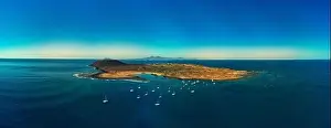 Lobos Prints: Beautiful panoramic view over Isla de Lobos Fuerteventura Canary Islands Spain