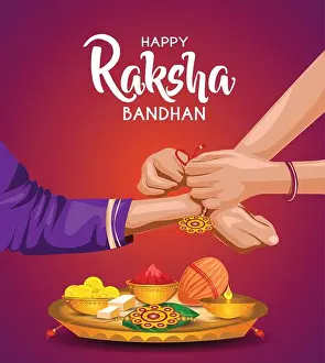 Wristband Prints: beautiful raksha bandhan festival greeting card. vector illustration design