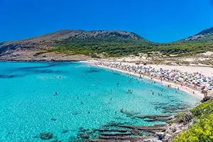 Beautiful sandy beach of Cala Mesquida, Mallorca, Mediterranean Sea, Balearic islands, Spain