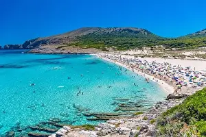 Beautiful sandy beach of Cala Mesquida, Mallorca, Mediterranean Sea, Balearic islands, Spain