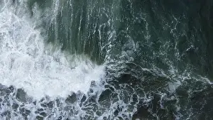 Contrasts Prints: Beautiful scenic aerial landscape of splashing ocean waves with foam bubbles