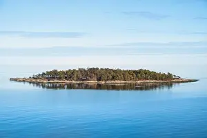 Beautiful sea landscape with island and nice evening light at summer day in archipelago Gulf of Finland